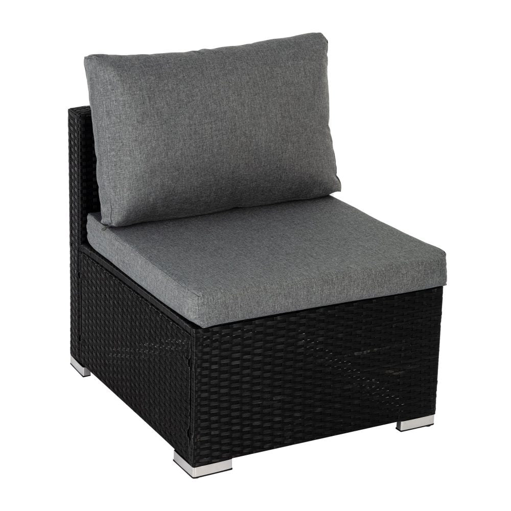Quincy 4-Seater Modular Wicker Outdoor Lounge Set - Black