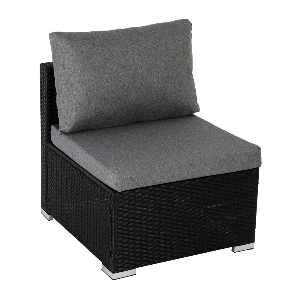 Quincy 6-Seater Wicker Loveseat 7-Piece Outdoor Wicker with Storage Cover - Black