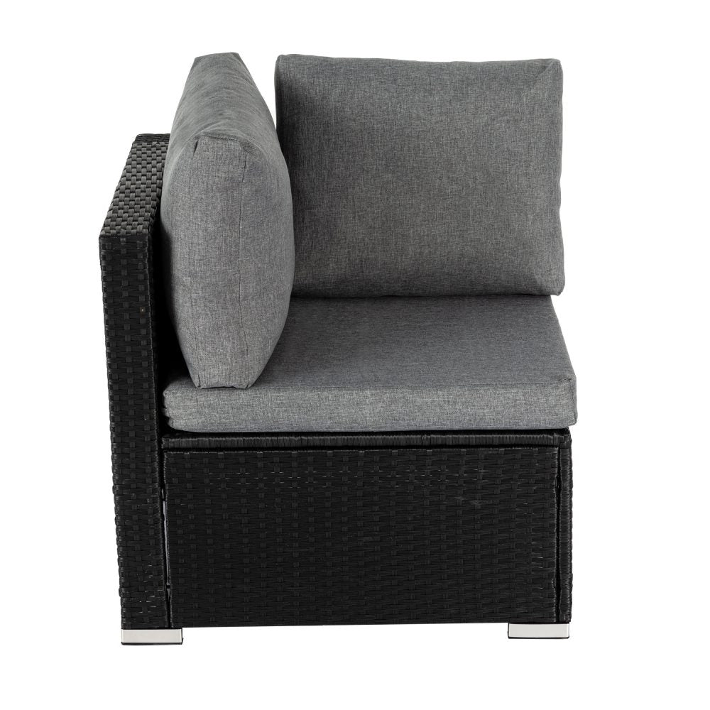 Quincy 6-Seater Wicker Loveseat 7-Piece Outdoor Wicker with Storage Cover - Black