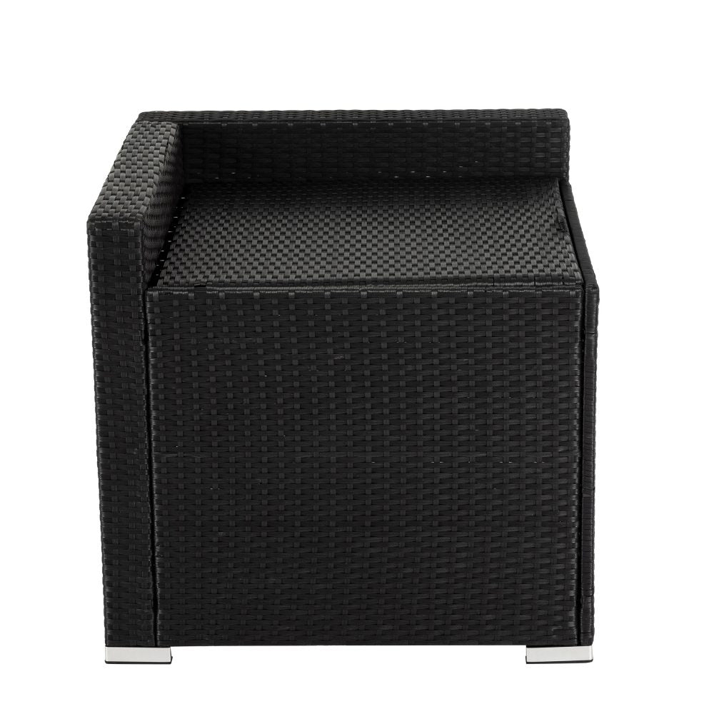 Quincy 6-Seater Wicker Loveseat 7-Piece Outdoor Wicker with Storage Cover - Black