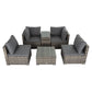 Quincy 4-Seater Modular Lounge with Wicker End Table Outdoor Sofa - Grey