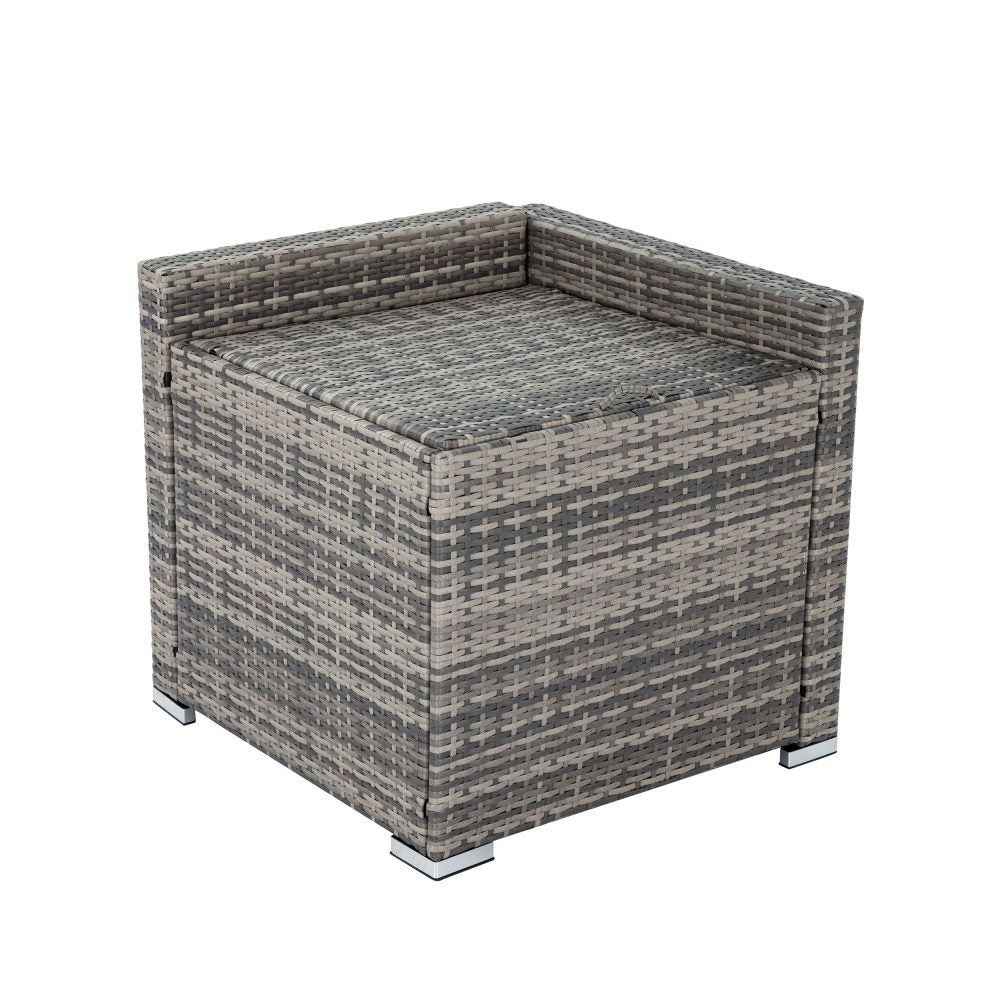 Quincy 6-Seater Wicker Lounge 7-Piece Outdoor Wicker with Storage Cover - Grey