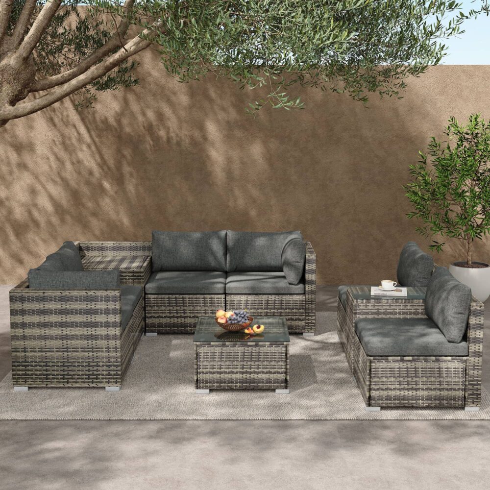 Quincy 8-Seater Outdoor Furniture Setting 9-Piece Set - Grey