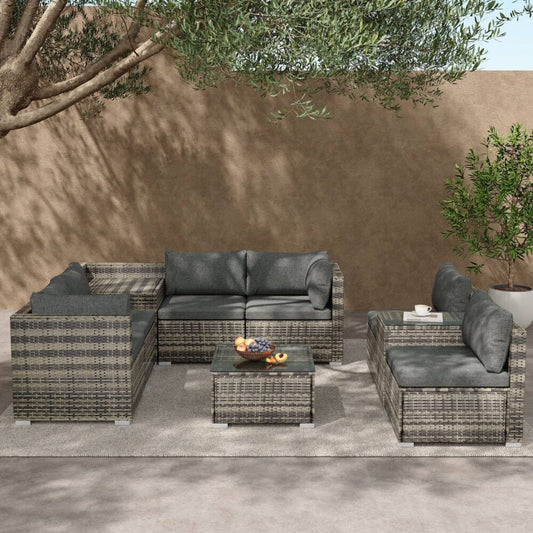 Quincy 8-Seater Outdoor Furniture Setting 9-Piece Set - Grey