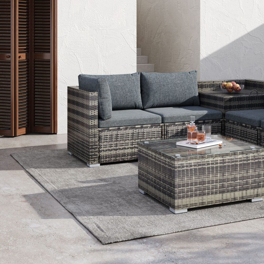 Quincy 8-Seater Outdoor Furniture Setting 9-Piece Set - Grey