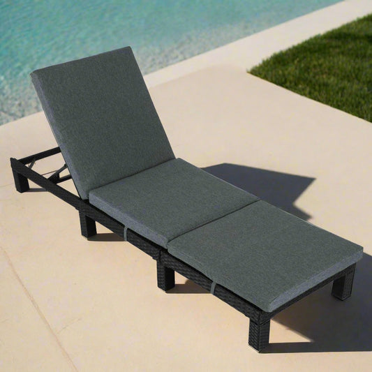 Dylan Rattan Sunbed With Adjustable Recliner - Black