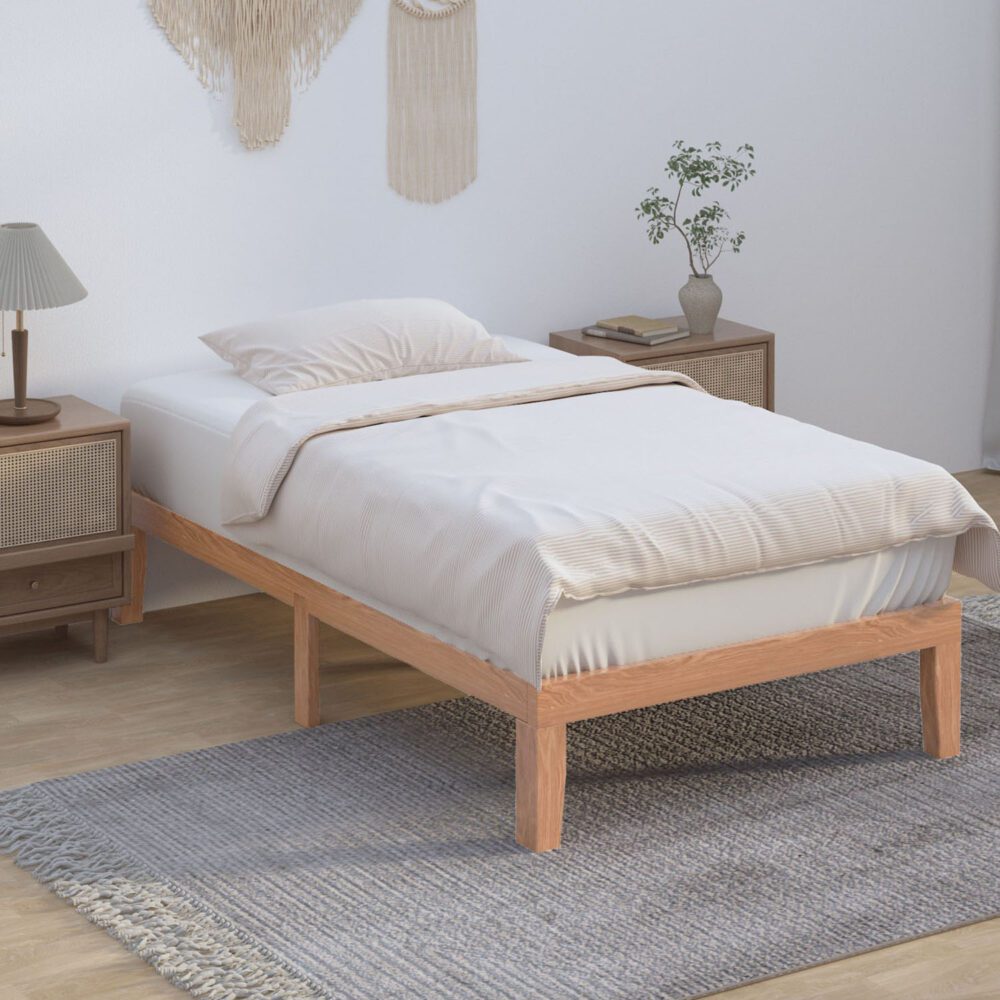 Lorelei Warm Wooden Natural Bed Base Frame - Wood King Single