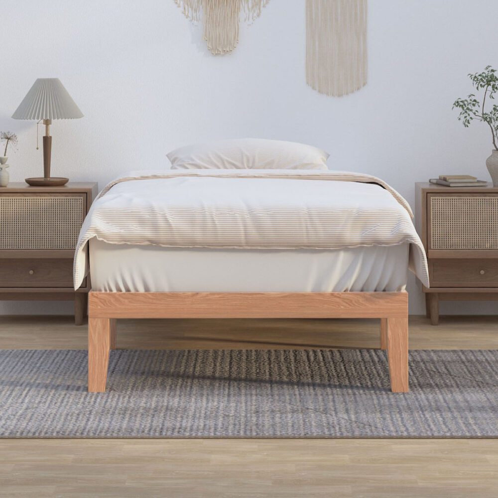Lorelei Warm Wooden Natural Bed Base Frame - Wood King Single