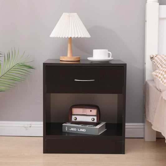 Set of 2 Sarnia Wooden Bedside Tables Nightstand - Black