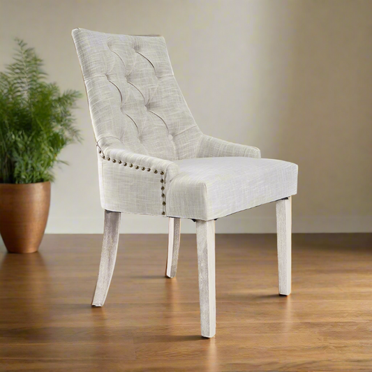 Sybil Set of 4 French Provincial Dining Chair Oak Leg - Cream