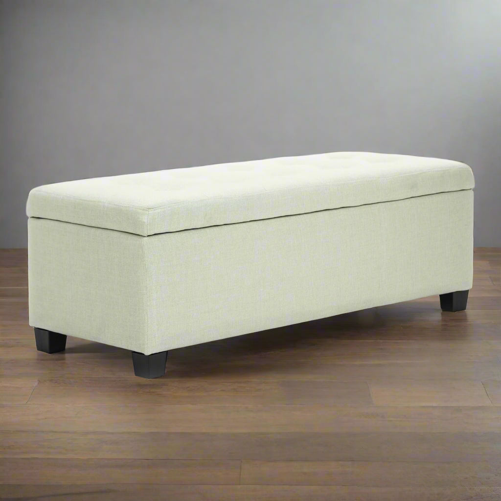 102cm Storage Ottoman Stool Fabric - Light Green