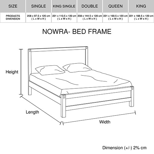 Allison Solid Wood Veneered Acacia Timber Slat Bed Frame - Oak King Single