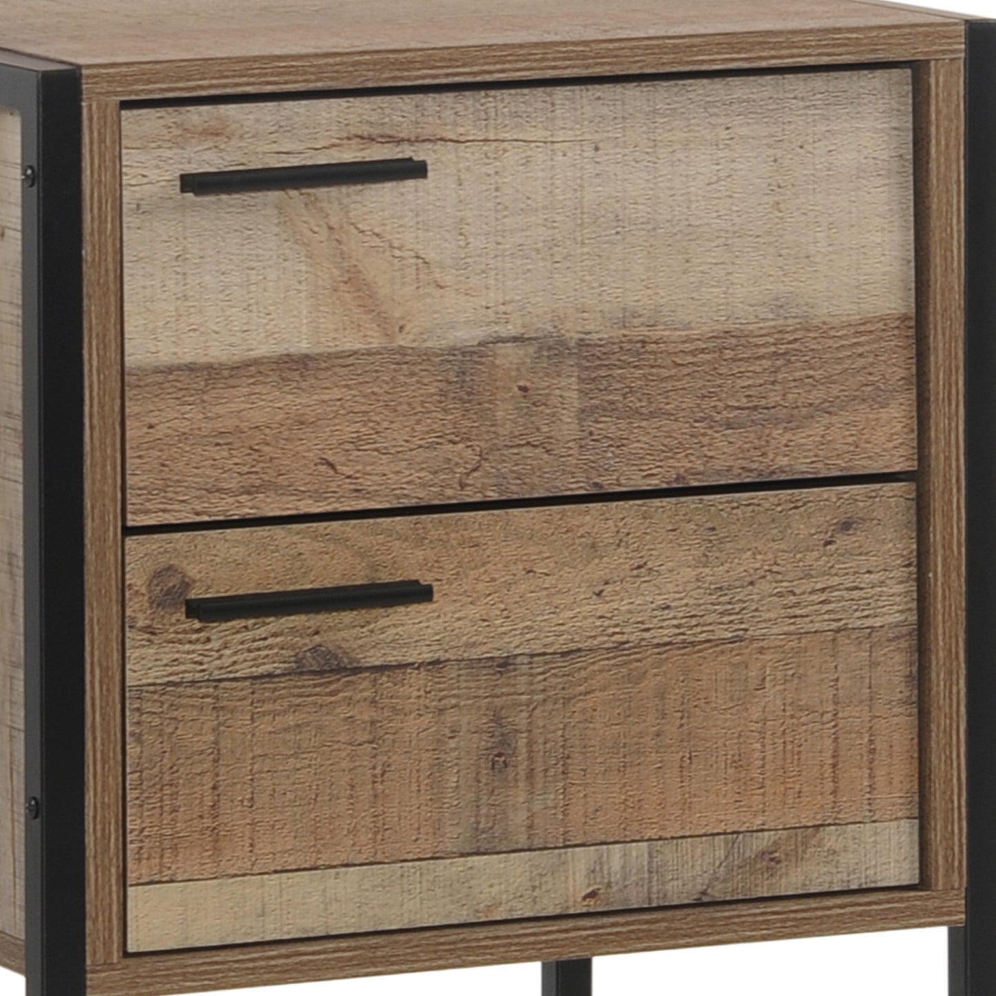 Thompson Wooden Bedside Tables Night Stand Particle Board Construction with 2 Drawers - Oak