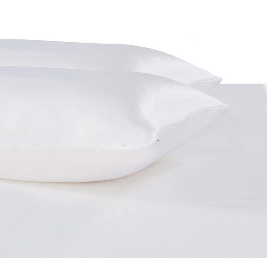 Twin Pack Luxury Pillowcase 100% Pure Mulberry Silk - White