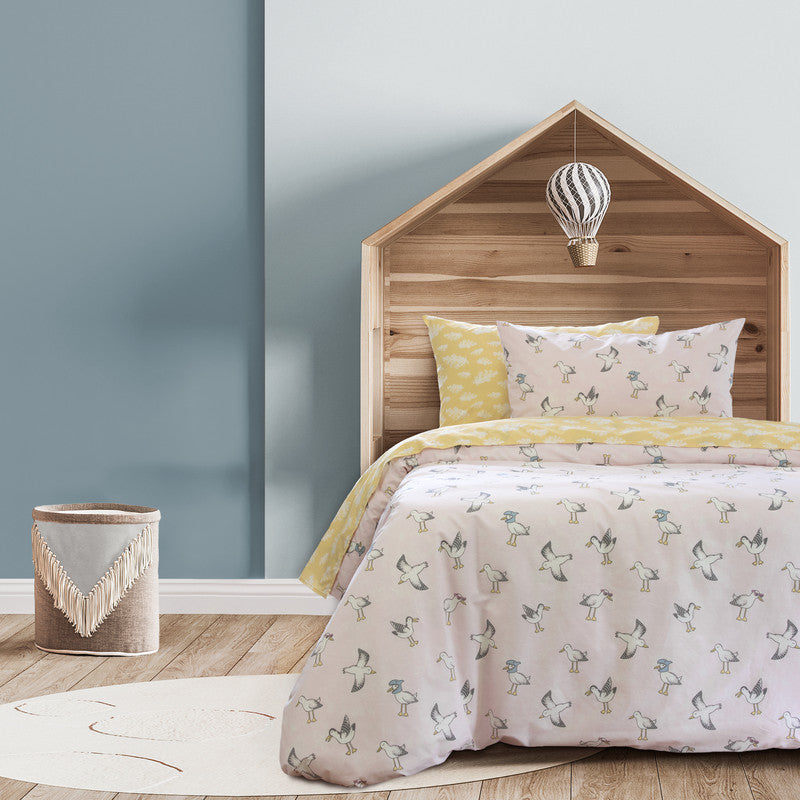 SINGLE Seagulls Quilt Cover Set - White