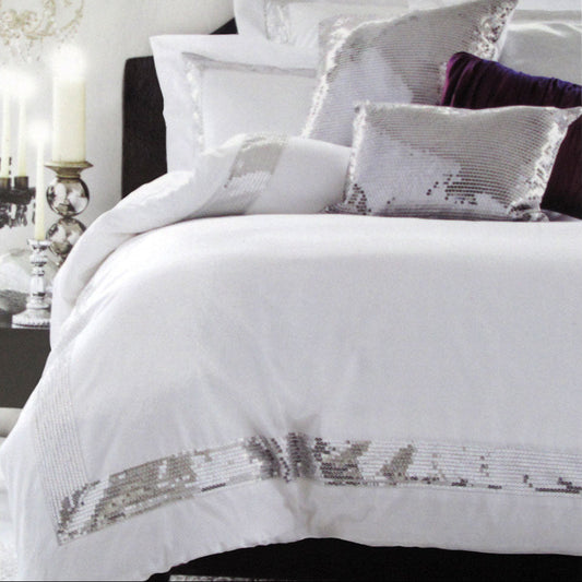 SINGLE Sequins Cotton Quilt Cover Set - White