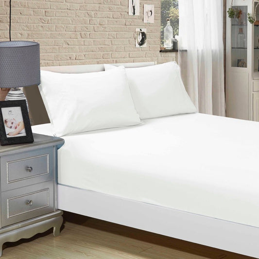 King Single 1000TC Ultra Soft Fitted Sheet & Pillowcase Set - White