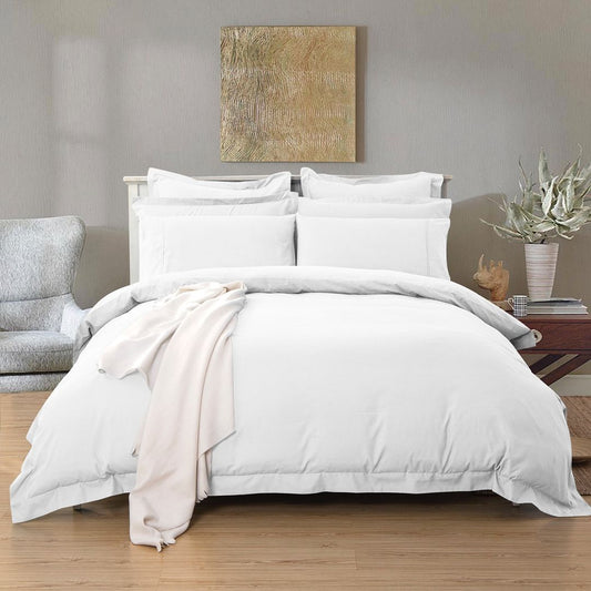SINGLE 1000TC Tailored Duvet Quilt Cover Set - White