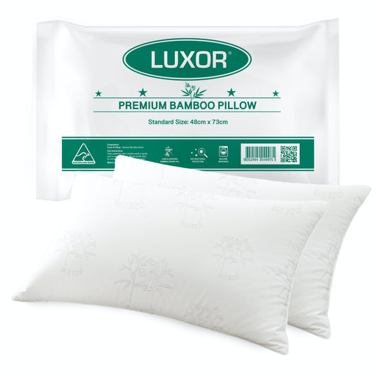 Set of 2 Australian Made Bamboo Cooling Pillow Standard - White
