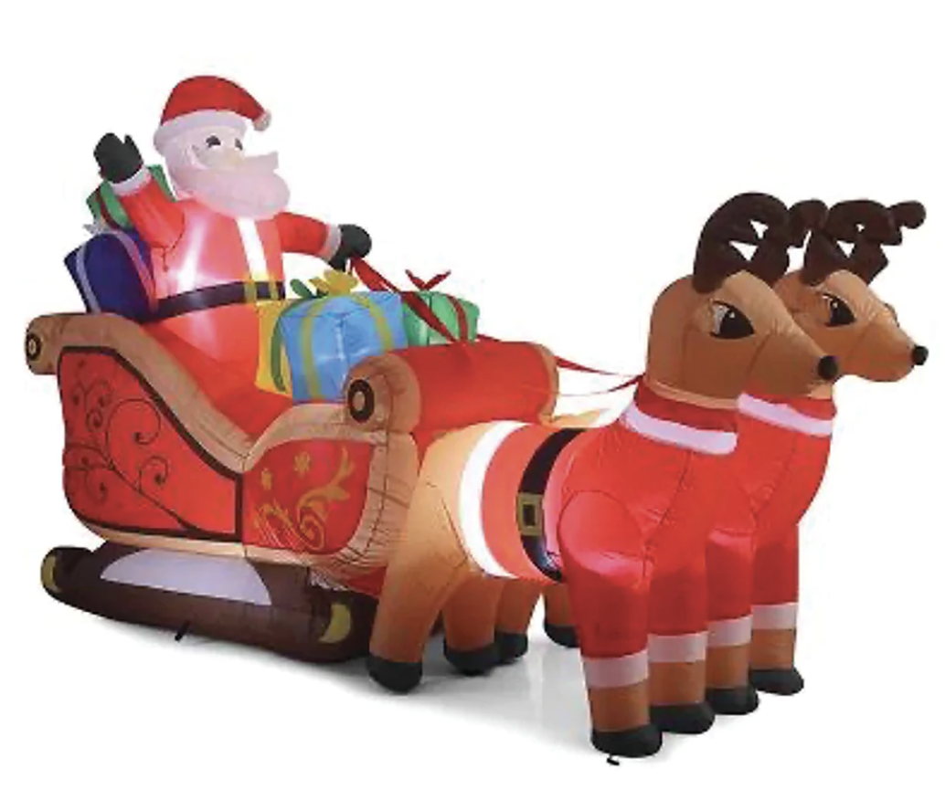 Father Christmas Charm Santa Sleight with Reindeer Christmas Inflatable LED Lights Inflatable - 3.2M