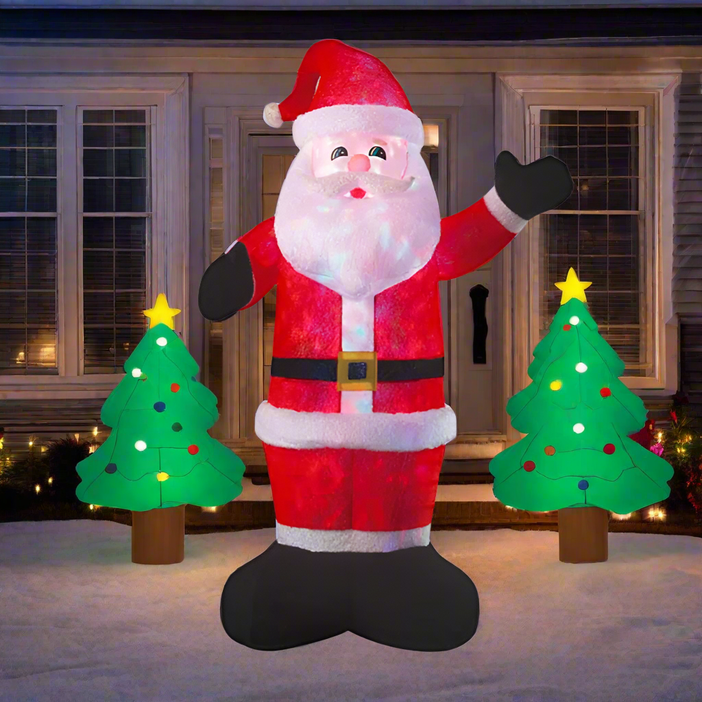Plush Santa with Disco Lights Christmas Inflatable Deluxe - 2.4M