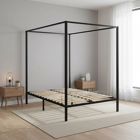 Lilian Four Poster Bed Frame - Black Double
