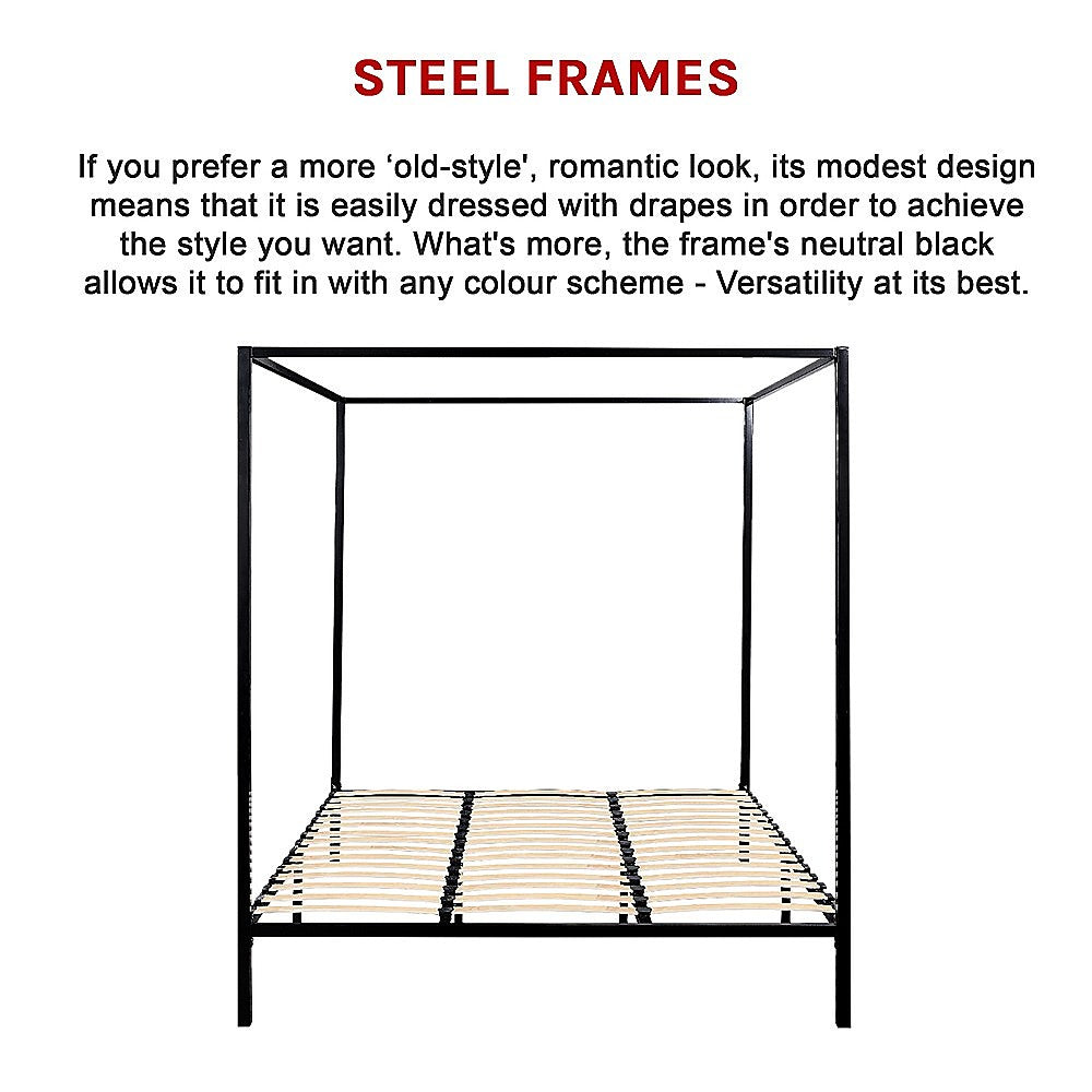 Lilian Four Poster Bed Frame - Black King