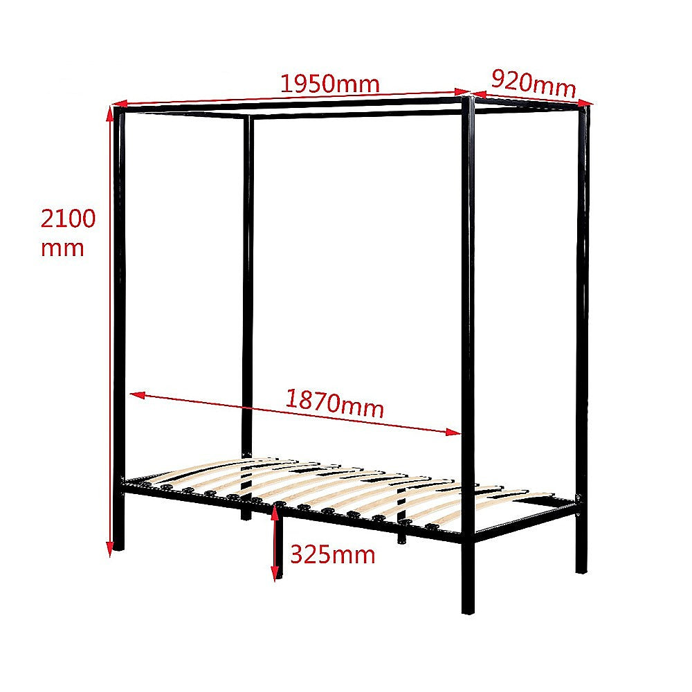 Lilian Four Poster Bed Frame - Black Single