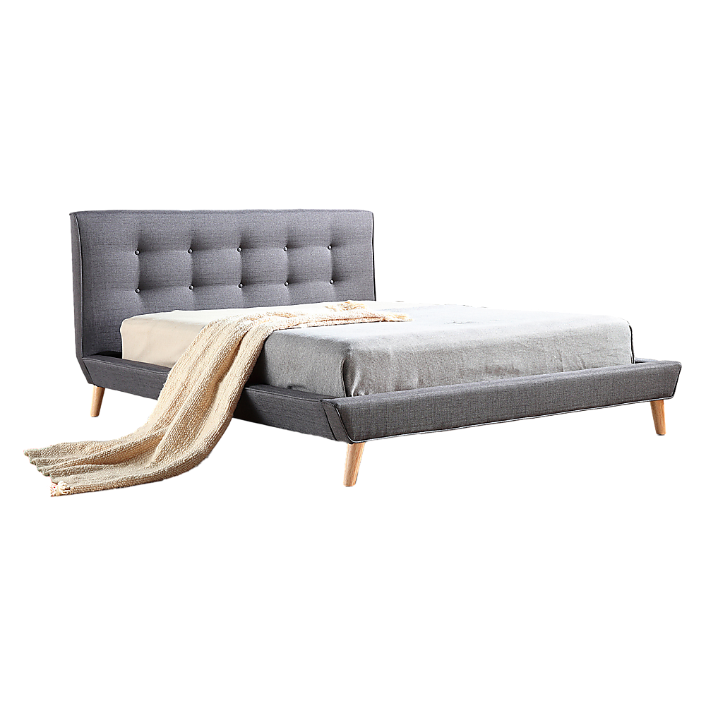 Paisley Deluxe Linen Bed Frame Fabric - Grey Double