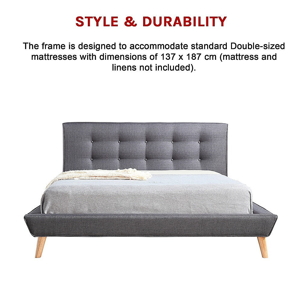 Paisley Deluxe Linen Bed Frame Fabric - Grey Double