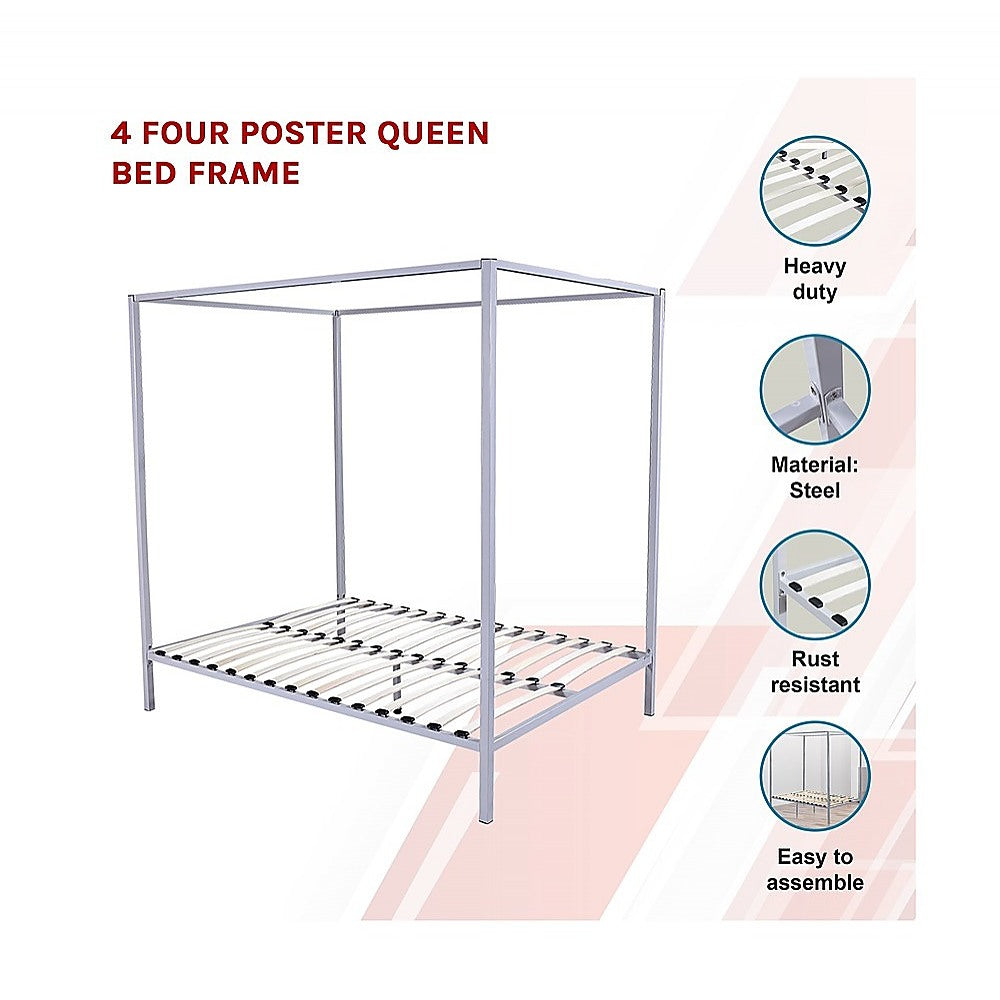 Lilian Four Poster Bed Frame - White Queen