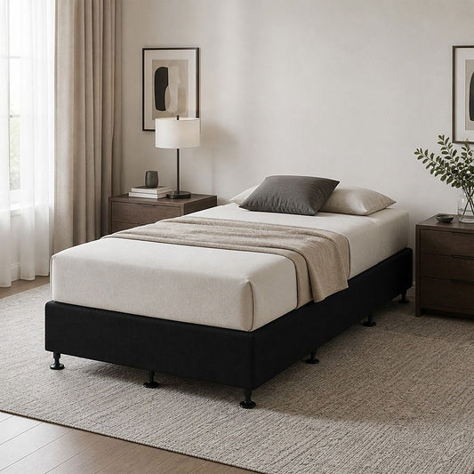 Aisha Ensemble Bed Base Linen Fabric - Midnight Black King Single