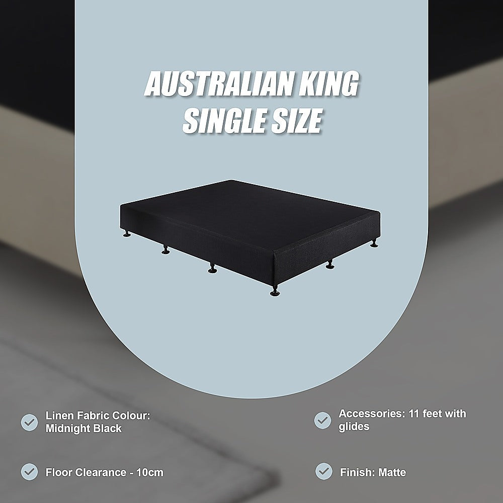 Aisha Ensemble Bed Base Linen Fabric - Midnight Black King Single