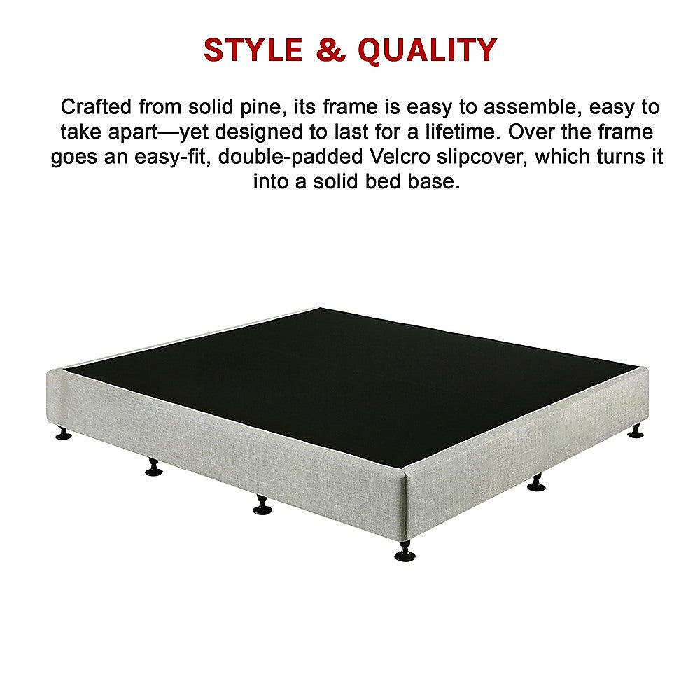 Aisha Ensemble Bed Base Linen Fabric - Light Grey King