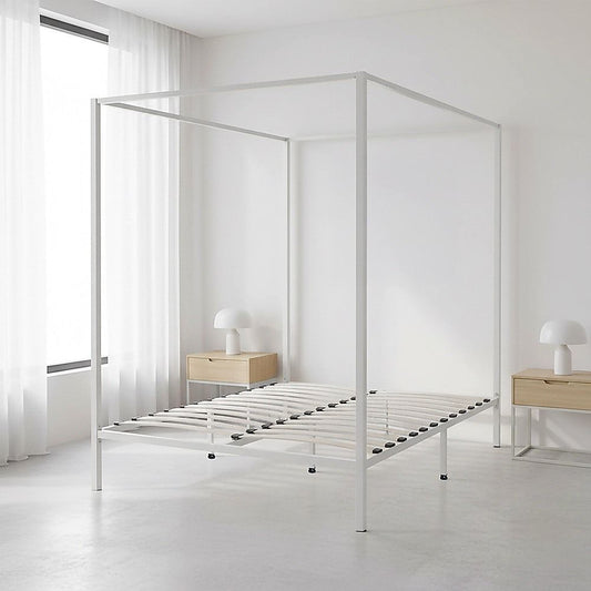 Lilian Four Poster Bed Frame - Cream Double
