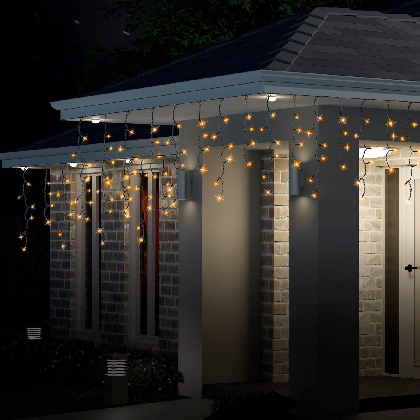 6M 300 LED Icicle Flashing Lights - Cool White