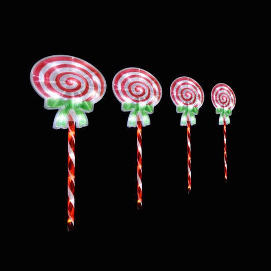 Set of 4 LED Candy Lollipop Path Lights 60 LED