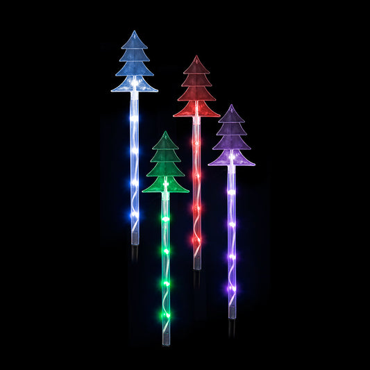 Set of 4 LED Lightshow Star Path Lights Remote Controlled 20 LED - Trees