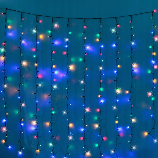 140cm Battery Operated 200 LED Curtain Light - Multicolour