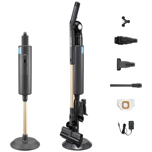 Devanti Cordless Vacuum Cleaner with Auto-Empty Dust Station, 18kPa Powerful Suction 1.05kg Lightweight 40Mins Runtime 3-Speed LED Floor Head Washable HEPA Filter Stick Vacuum, Grey
