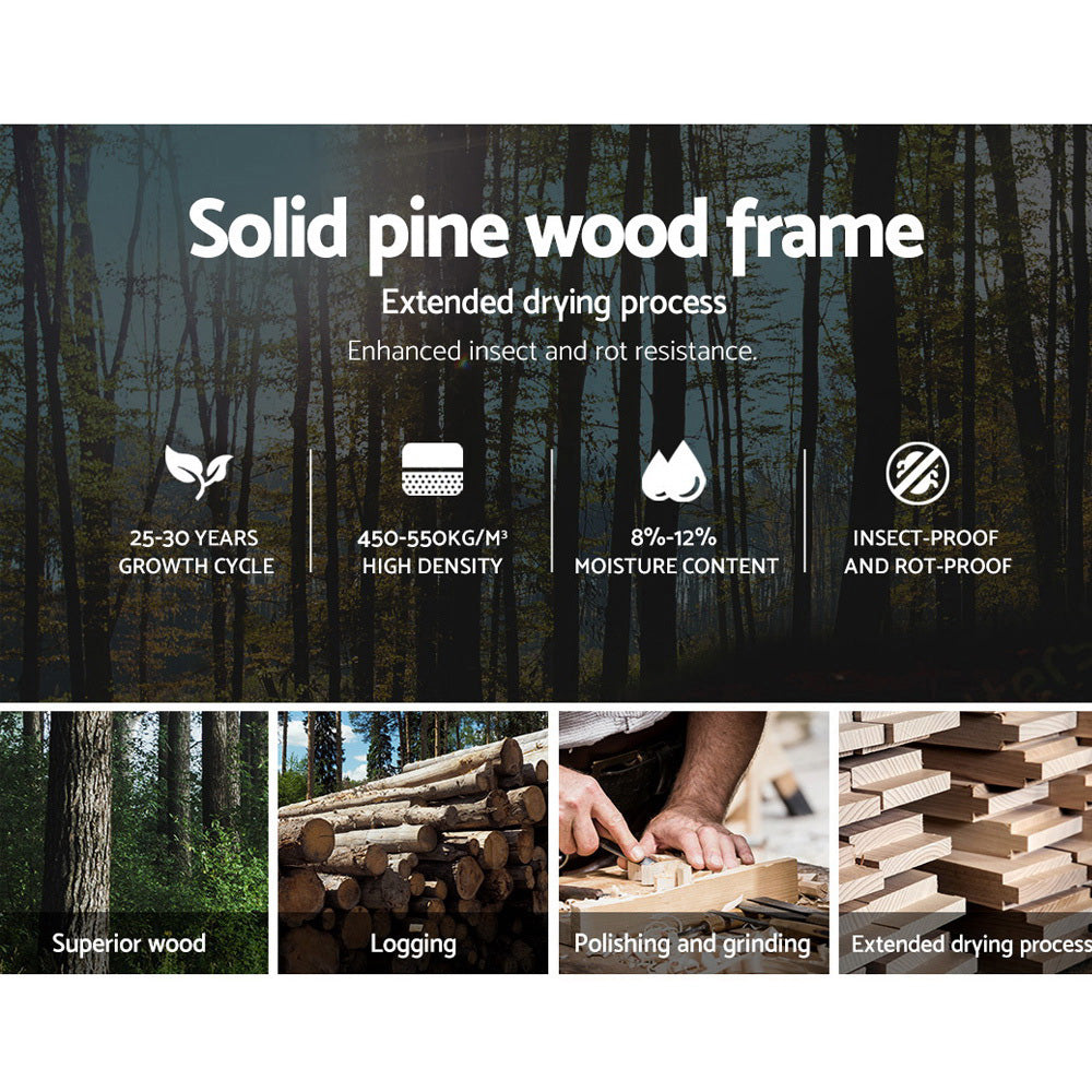 Dallas Wooden Platform House Bed Frame Pine Timber - White Single
