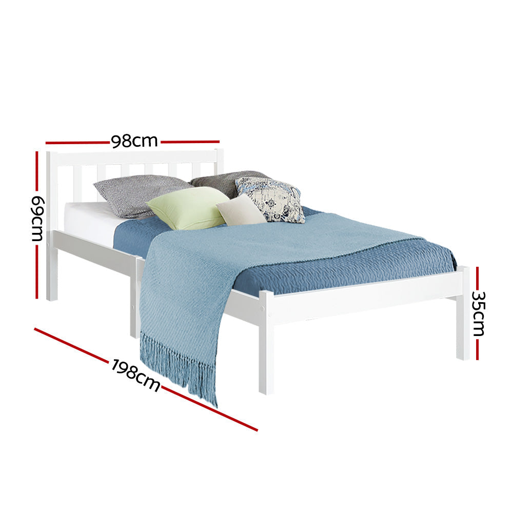 Jade Bed & Mattress Package with 31cm Mattress no Drawers - White Single