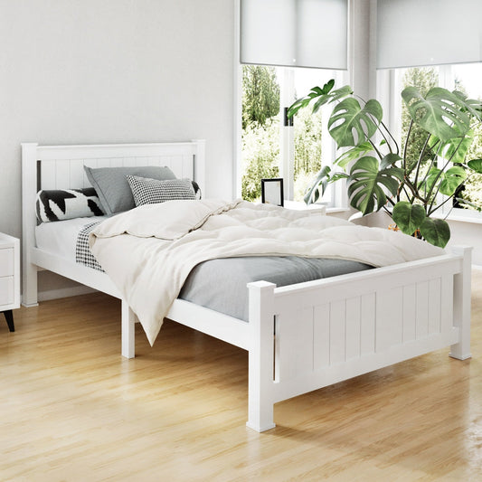 Amber Bed & Mattress Package no Drawers - White King Single