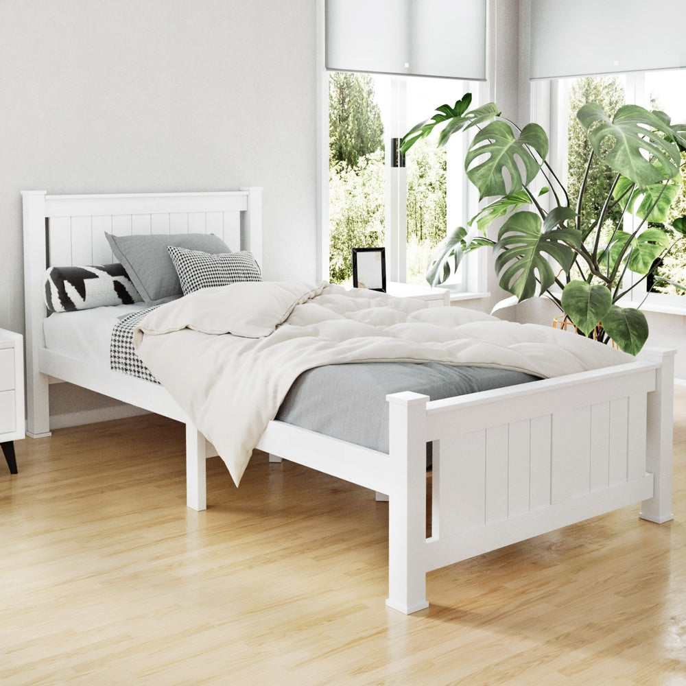 Amber Bed & Mattress Package no Drawers - White Single