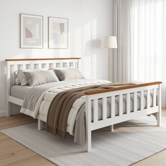 Camden Wooden Bed Frame Timber Base Bedroom Kids - White Double