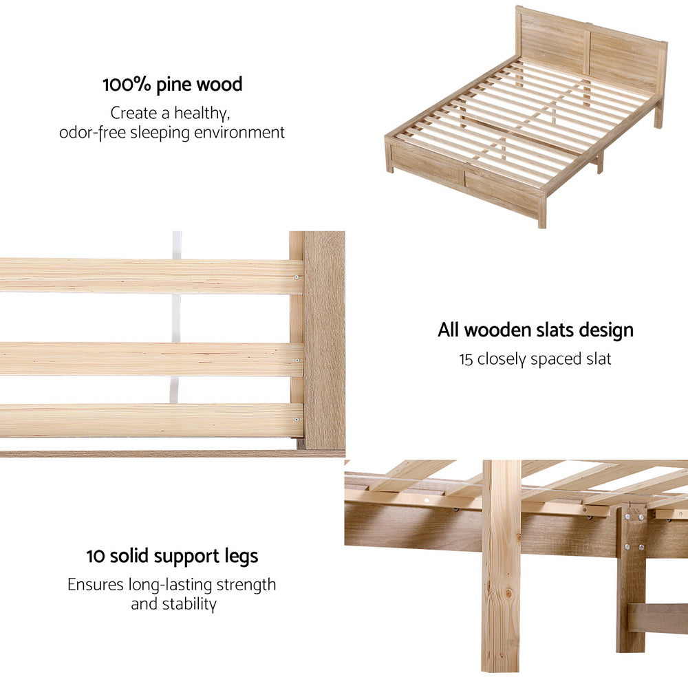 Odessa Bed Frame Wooden Acacia - Wood Double