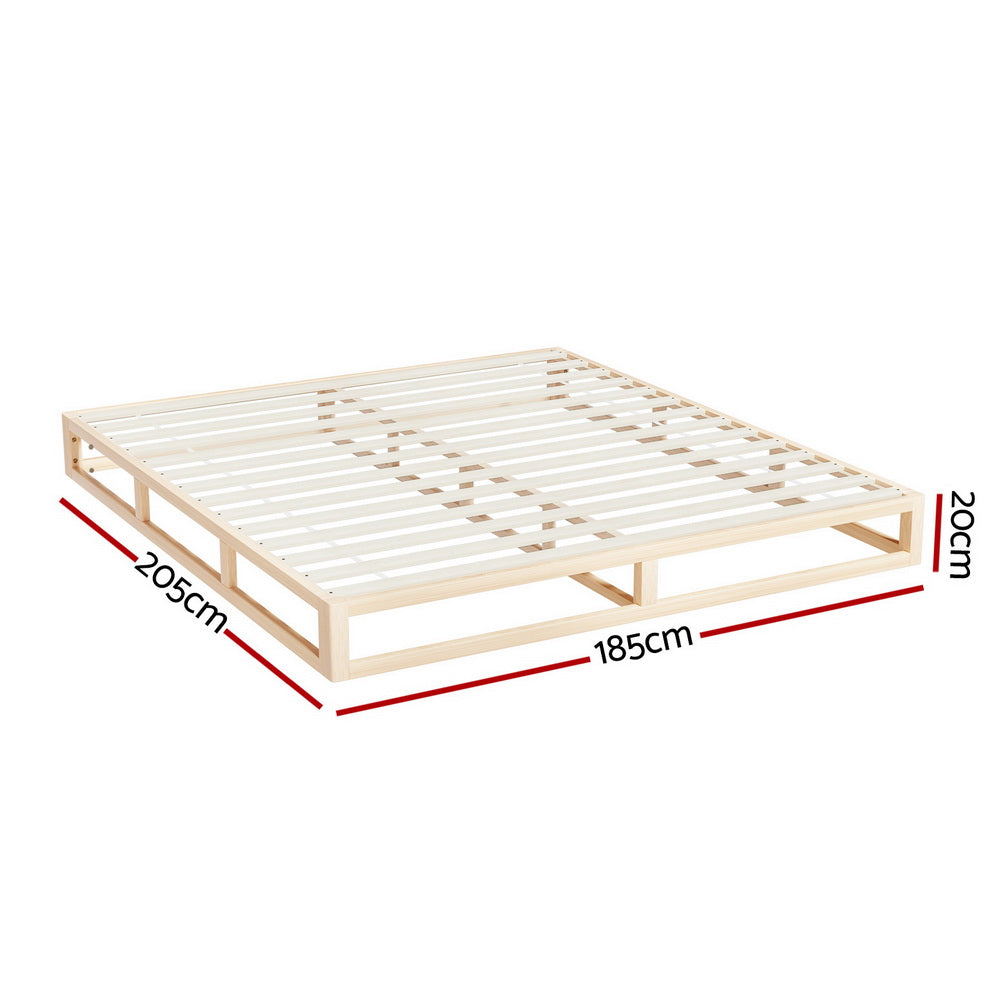 Malta Bed Frame Wooden Base Platform - Pine King