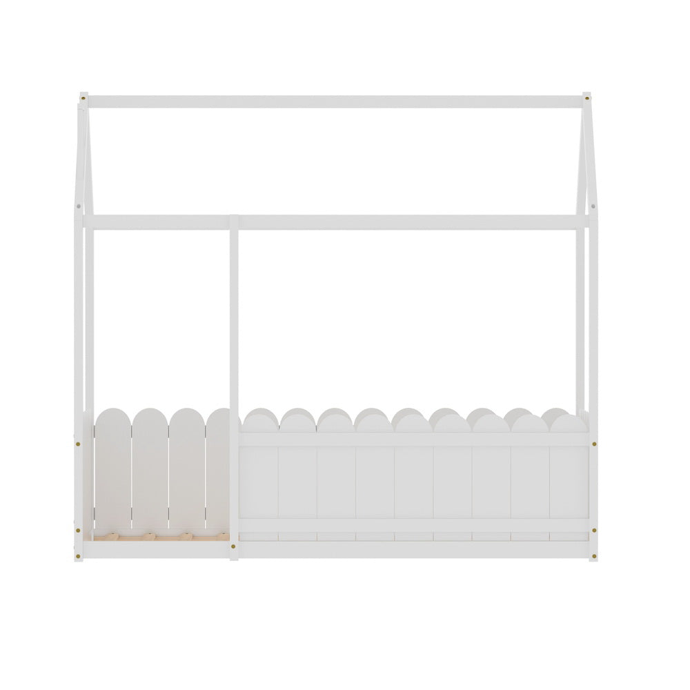Lucy Bed Frame Wooden Kids House - White Single