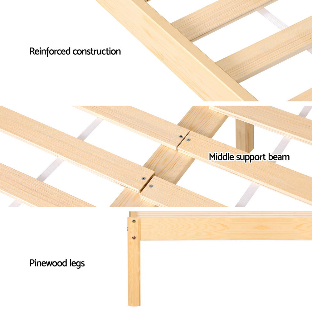 Ella Bed Frame Rattan Wooden - Natural Double