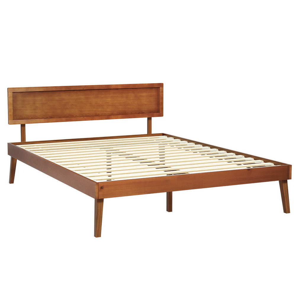 Zoey Bed Frame Wooden Bed Base - Walnut Queen